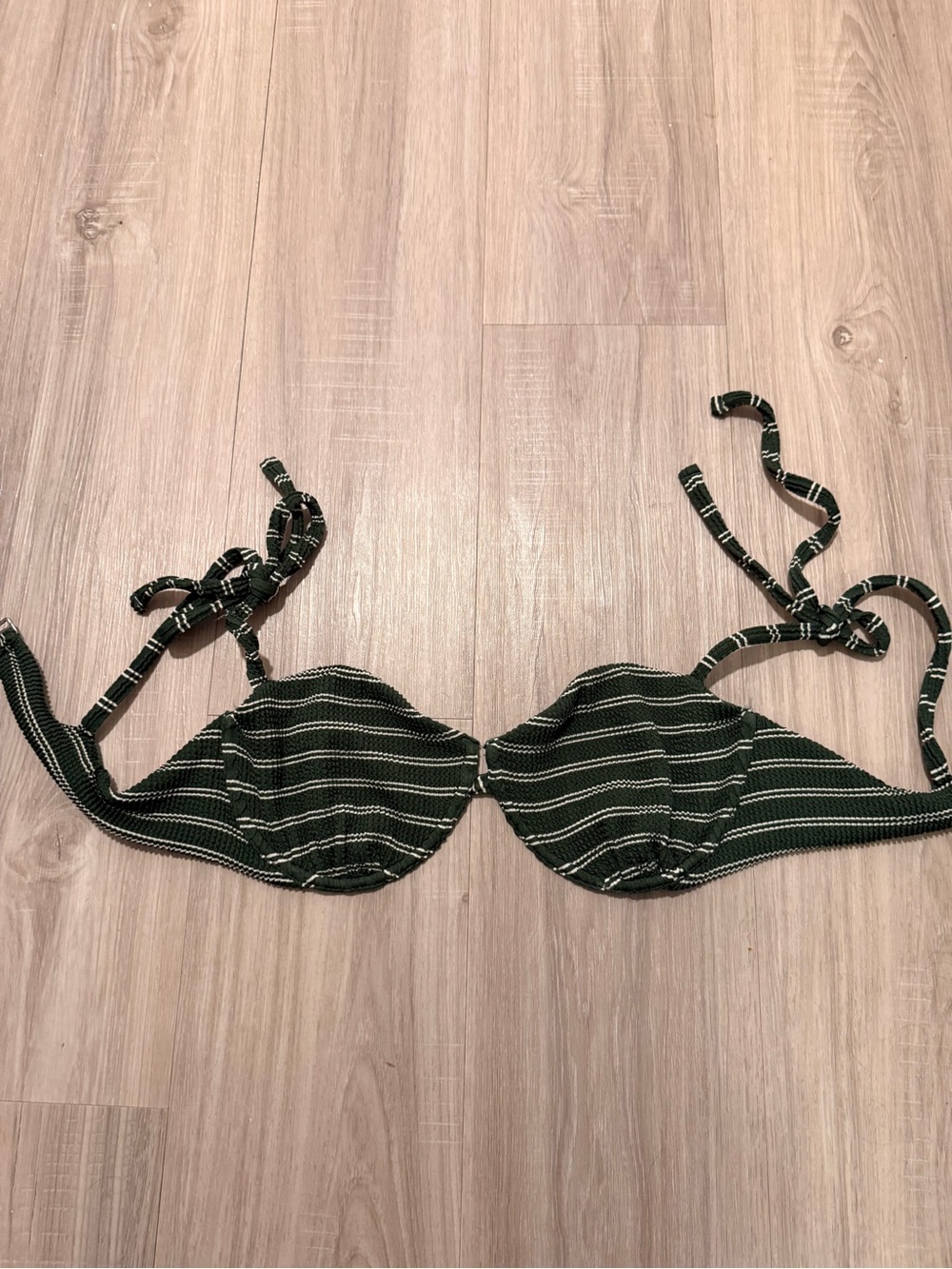 Abercrombie & Fitch Olive Green Striped Bikini Top